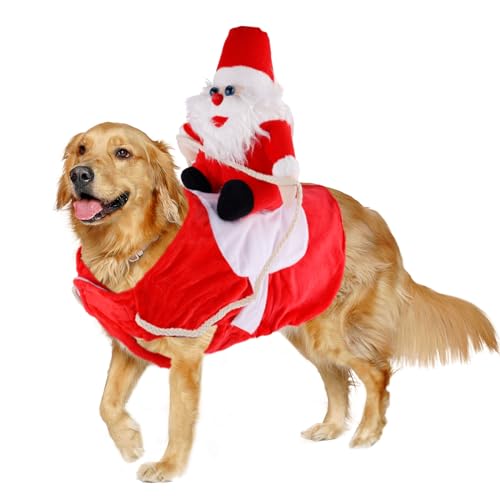 XIHIRCD Hundekostüm Weihnachtsmann, Lustig Weihnachtshundekostüm Süß Hunde-Cosplay-Kostüm Hunde-Santa-Outfit für Weihnachtsfeier Verkleiden Geburtstagsgeschenk (2XL) von XIHIRCD