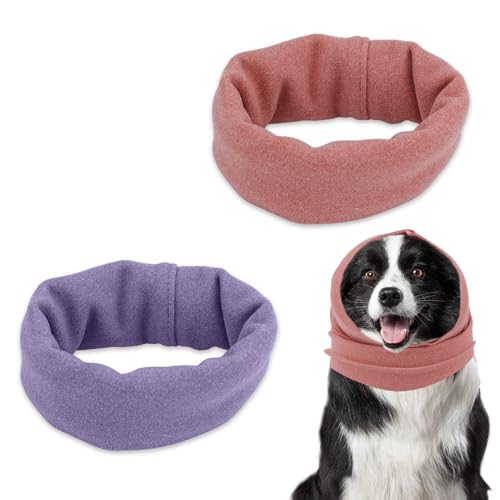 XIHIRCD 2St Hunde Ohrenschützer, Keine Klappen Ohrenwickel für Hunde Weich Hunde Ohrenabdeckung Hunde Schlauchschal Snoods für Hunde Hals und Ohrenwärmer Hunde Ehörschutz vor Lärm (Lila und Rosa, L) von XIHIRCD