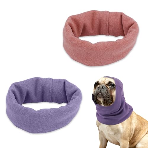 XIHIRCD 2St Hunde Ohrenschützer, Keine Klappen Ohrenwickel für Hunde Weich Hunde Ohrenabdeckung Hunde Schlauchschal Snoods für Hunde Hals und Ohrenwärmer Hunde Ehörschutz vor Lärm (Lila und Rosa, M) von XIHIRCD