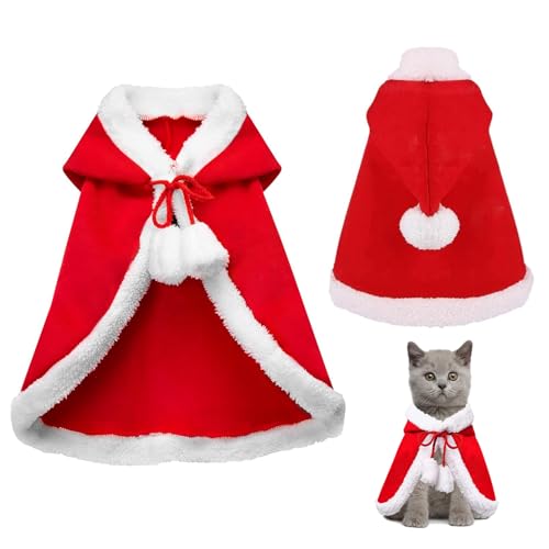 XIKTTK Haustier Weihnachtskostüm, Katzenkostüm Weihnachten, Katze Weihnachten Kostüm, Katzen Hunde Weihnachtskostüm, Weihnachtskostüm Hund, Katzen Weihnachtskostüm für Christmas Party (L) von XIKTTK