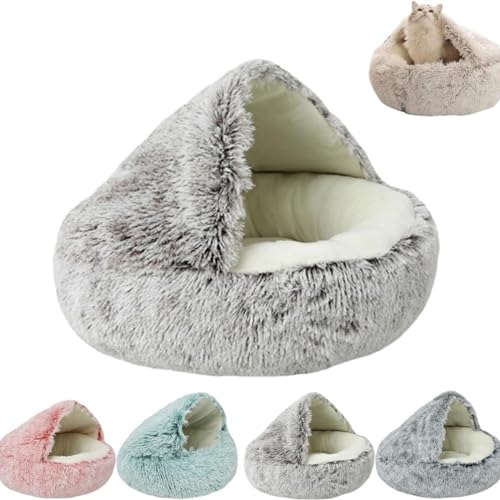 XILENY Kuschelhöhle Hunde und Katzen, 2-in-1 Waschbares Flauschig Katzenbett Rund Weiche BeruhigendesLove's Cabin Katzenbett flauschig rund Hundebett 65cm - Katzenbett große Katzen flauschig von XILENY