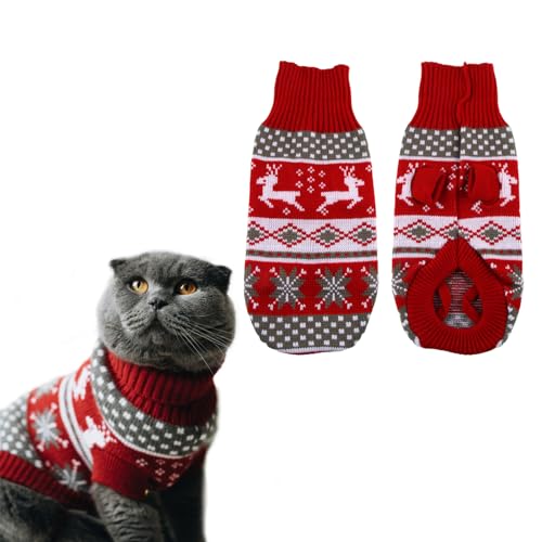 Katzenkleidung, XIMEY Hundemantel, Katzen Weihnachtskostüm, Hunde Weihnachtspullover, Katzenkleidung, Weihnachtspullover Katze, Pullover für Katzen, Hundebekleidung & Zubehör (L) von XIMEY