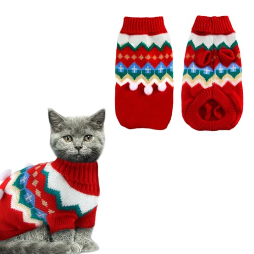 XIMEY Weihnachtspullover Katze, Hunde Weihnachtspullover, Weihnachten Katzenkleidung, Katzen Hunde Weihnachtspullover, Warme Winterkleidung Weihnachtskostüm für Katzen und Hunde von XIMEY