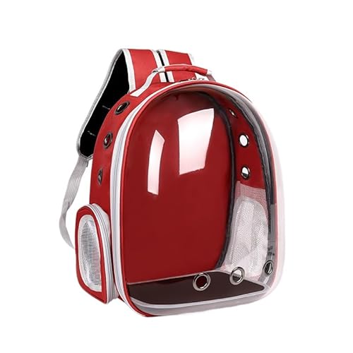 Katzen-Rucksack, Haustier-Tragetasche mit belüftetem Design für Welpen, Katzen, Welpenkapsel, Haustier-Tragetasche zum Wandern, Reisen (rot) von XINCHANG