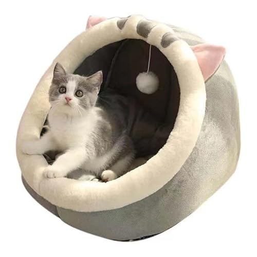 XINCHANG Katzenbett, Katzenbetten für Hauskatzen, Katzenhöhle, Katzenbetthöhle mit abnehmbarem, waschbarem, gepolstertem Kissen, weicher Plüsch, Premium-Baumwolle, keine Verformung, Haustierbett von XINCHANG