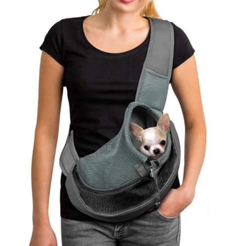 Puppy Sling Carrier Small Dog Sling Carrier Adjustable Pet Bag Carrier Hands Free Cat Carry Bag with Pocket and Safety Belt Soft Comfortable Mesh Pet Carrier for Small Dogs Cats Walking Travel Daily von XINCHIA