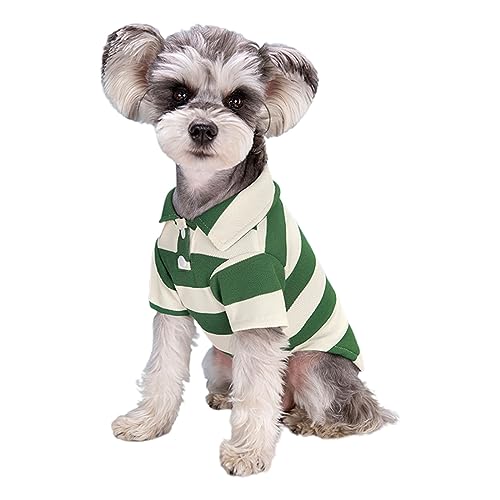 XINGLIDA Hundebekleidung für kleine Haustiere, gestreiftes T-Shirt, Bichon-Hund, kurzärmelig, 2-Bein-Poloshirt, Welpen-Kleidung, Outfits von XINGLIDA