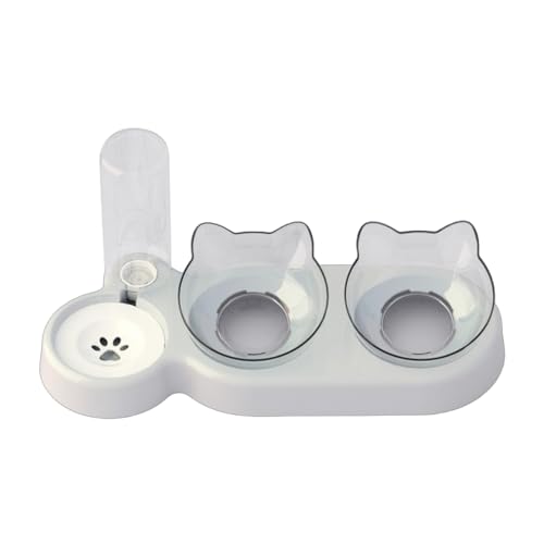 XINGLIDA Innovativer automatischer Wasserspender für Haustiere mit Doppelnäpfen zum Füttern und Trinken, transparenter Napf für Katzen und Hunde von XINGLIDA