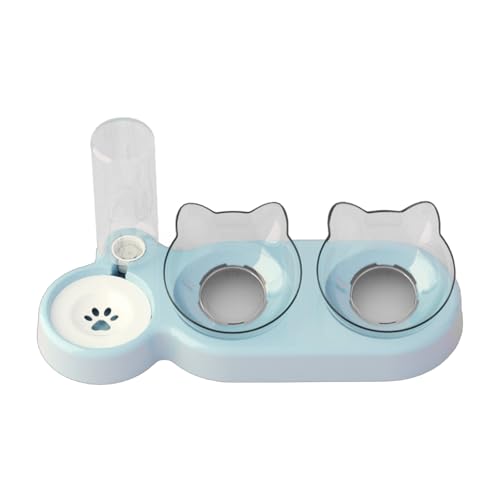 XINGLIDA Innovativer automatischer Wasserspender für Haustiere mit Doppelnäpfen zum Füttern und Trinken, transparenter Napf für Katzen und Hunde von XINGLIDA