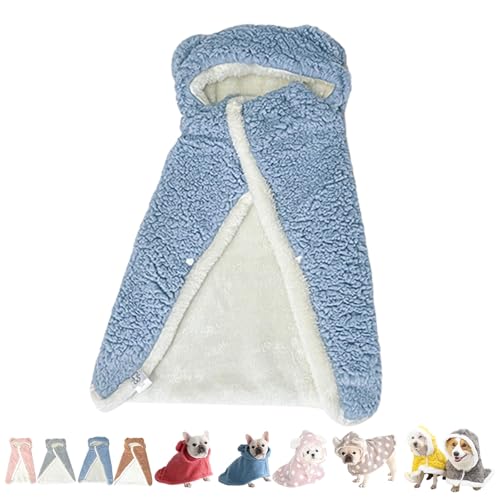 Haustier-Umhang, Decke, Schal mit Kapuze, Größe S bis L, Haustier-Nachthemd für kleine und mittelgroße Hunde (Stil A, Blau, L: empfohlenes Gewicht 7-12 kg) von XINHU