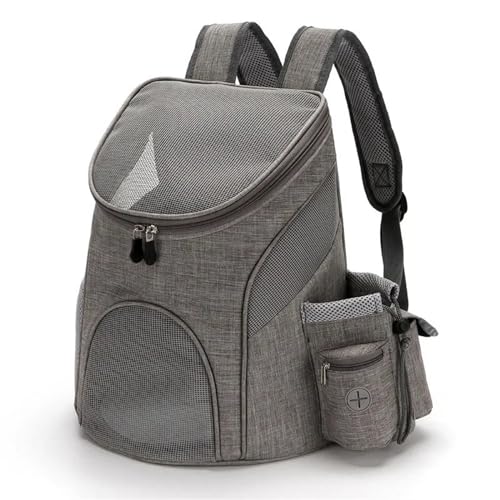 Cat Carrier, Haustier Hundetragetasche Tragbarer, Faltbarer Hunderucksack aus Netzgewebe for Haustiere, große Kapazität, Reisetasche for den Außenbereich, doppelte Umhängetasche(Gray,S) von XINTAOSM