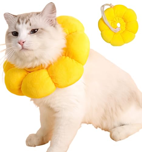 Katzen-Genesungshalsband, niedliches Sonnenblumen-Katzenhalsband, Wundheilung, schützendes Halsband nach Operationen, elisabethanische Halsbänder für Kätzchen und Welpen von XINTONG