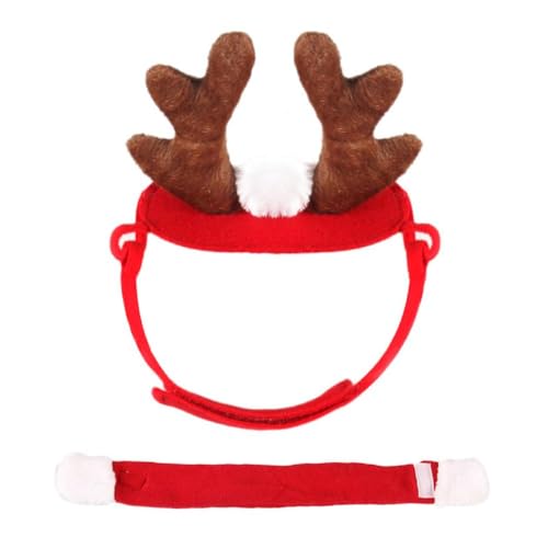 XINYIN Hunde Weihnachts Outfit Geweih Stirnband Und Schal Set Lustiges Kostüm Feiertagsparty Für Festlichkeiten Haustier Weihnachts Outfits Haustier Geweih Stirnband Und Schal Set von XINYIN