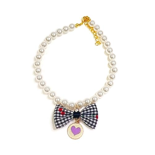 XINYIN Katze Kragen Bowknot Dekoration Halskette Haustier Perlen für Katzen Welpen Kaninchen Zubehör für Kätzchen Einstellbare Haustier Halsbänder Choker Kette von XINYIN