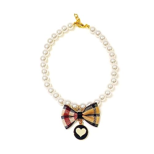 XINYIN Katze Kragen Bowknot Dekoration Halskette Haustier Perlen für Katzen Welpen Kaninchen Zubehör für Kätzchen Einstellbare Haustier Halsbänder Choker Kette von XINYIN