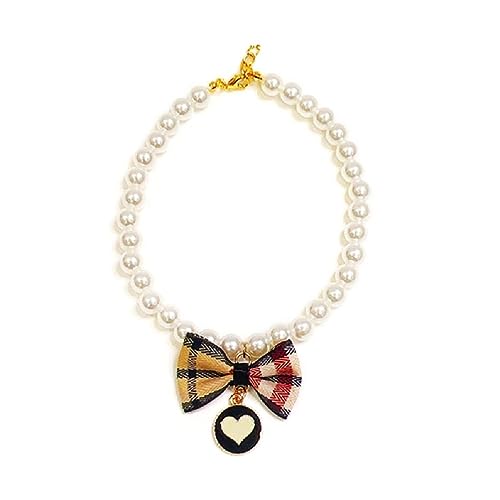 XINYIN Katze Kragen Bowknot Dekoration Halskette Haustier Perlen für Katzen Welpen Kaninchen Zubehör für Kätzchen Einstellbare Haustier Halsbänder Choker Kette von XINYIN