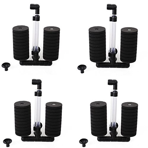 XINYOU XY-2822 Luftpumpe Doppelschwamm Wasserfilter für Aquarium, 4-pack, schwarz von XINYOU