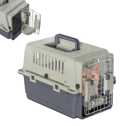 XINZI Hundetransportbox Flugzeugbox Reisebox für Hunde & Katzen 49,5x33,5x36 cm, Transportbox mit Sicherheitsverriegelung, Haustier Transportbox für Auto, Flugzeug & Reise, belastbar bis 5 kg von XINZI