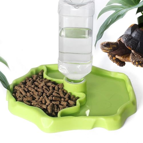 Schildkröten Wasserschale Set Fressnapf Schildkröten Reptilien Fütterung 2 in 1 Reptilien Automatisierte Futterspender Plastik Trinkschale Eidechse für Schlange, Schildkröte, Gecko, Landschildkröte von XIONGXIAOZHI