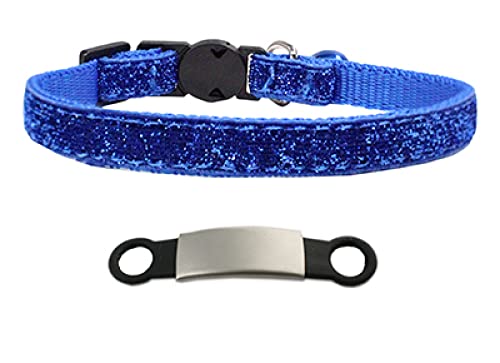 Individuell graviertes ID-Namensschild Katzenhalsband Nylon-Katzenhalsband Verstellbares Katzenhalsband Personalisiertes Katzenhalsband mit Glöckchen Katzenhalsband,Blauer Splitter,S von XIOYIFNYOL