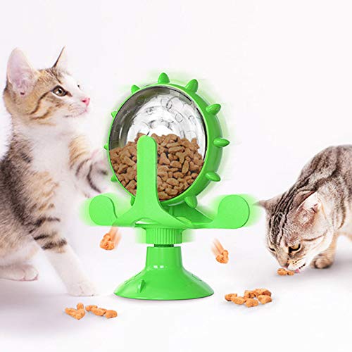 XIUNIA Pet Fütterung Schüssel Windmühle Plattenspieler Interaktive Katze Spielzeug Mit Saugnapf Lustige Katze Windmühle Ball Indoor Katze Massage Kratzen Verhindert Fettleibigkeit Und von XIUNIA