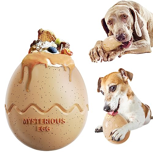 XIUWOUG Hundespielzeug Unzerstörbar | Kauspielzeug für Hunde, das mit Leckerlis Gefüllt und Eingefroren Werden Kann | Zahnpflege Hundeknochen aus 10 mm dickem Naturkautschuk,Beige von XIUWOUG