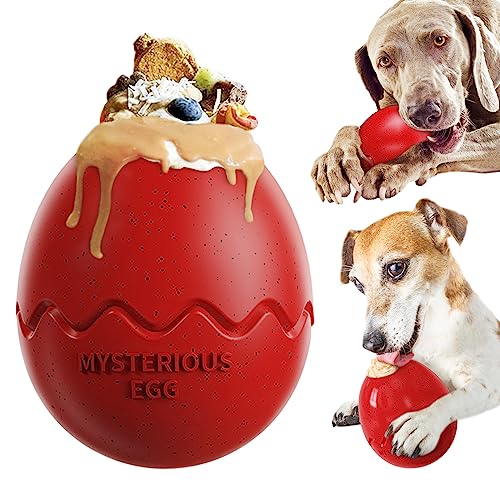 XIUWOUG Hundespielzeug Unzerstörbar | Kauspielzeug für Hunde, das mit Leckerlis Gefüllt und Eingefroren Werden Kann | Zahnpflege Hundeknochen aus 10 mm dickem Naturkautschuk,Rot von XIUWOUG