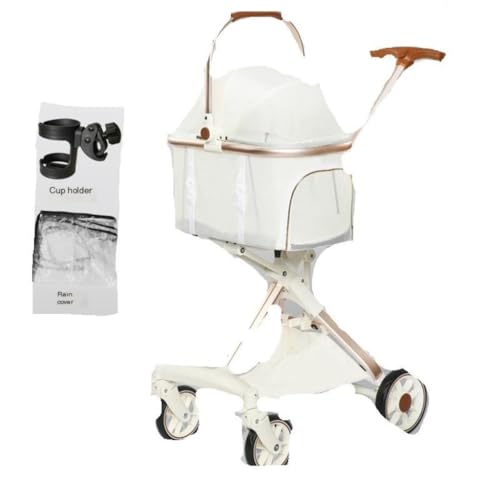 Hunde Kinderwagen Bequemer Und Einfacher Haustier-Kinderwagen, Hunde-Kinderwagen, Faltbar, Aus Leichtem Material, for Katzen Und Hunde Mittlerer Und Großer Größe Pet Stroller(B) von XJGQQ