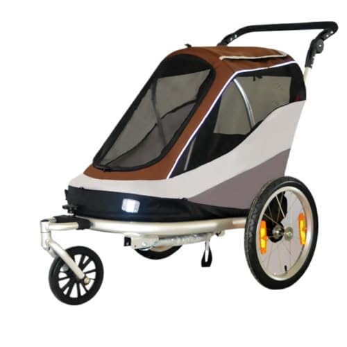 Hunde Kinderwagen Bequemer Und Einfacher Haustier-Kinderwagen, Hunde-Kinderwagen, Faltbar, Aus Leichtem Material, for Katzen Und Hunde Mittlerer Und Großer Größe Pet Stroller(Brown) von XJGQQ