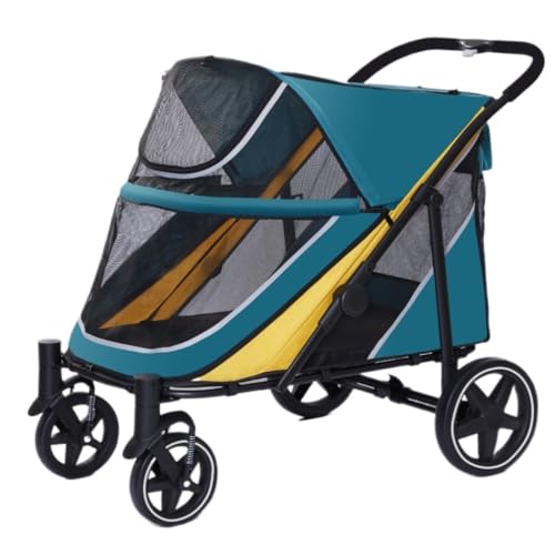 Hunde Kinderwagen Der Haustier-Kinderwagen Ist Praktisch Und Einfach, Faltbar, Aus Leichtem Material, Mittlere Und Große Größe for Katzen Und Hunde Pet Stroller(Blue) von XJGQQ