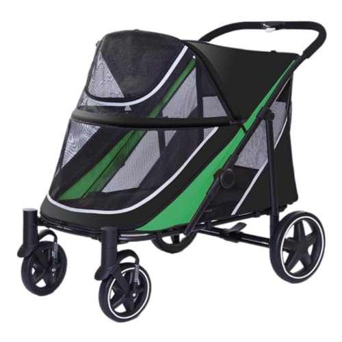 Hunde Kinderwagen Der Haustier-Kinderwagen Ist Praktisch Und Einfach, Faltbar, Aus Leichtem Material, Mittlere Und Große Größe for Katzen Und Hunde Pet Stroller(Green) von XJGQQ