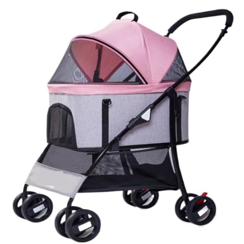 Hunde Kinderwagen Der Haustier-Kinderwagen Ist Praktisch Und Einfach, Faltbar, Aus Leichtem Material, Mittlere Und Große Größe for Katzen Und Hunde Pet Stroller(Pink) von XJGQQ