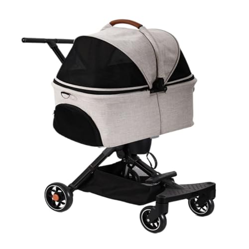 Hunde Kinderwagen Der Kinderwagen for Haustiere ist leicht, klein und mittelgroß, faltbar, abnehmbar und leicht for Reisen im Freien Pet Stroller(White) von XJGQQ