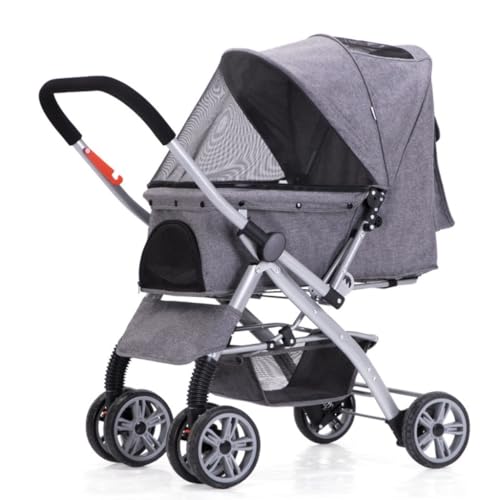 Hunde Kinderwagen Haustier-Kinderwagen, Hunde-Kinderwagen, Katzen-Kinderwagen, Zusammenklappen Mit Einem klick, Schnelle Installation, Zwei-Wege-Haustier-Kinderwagen Pet Stroller(G) von XJGQQ