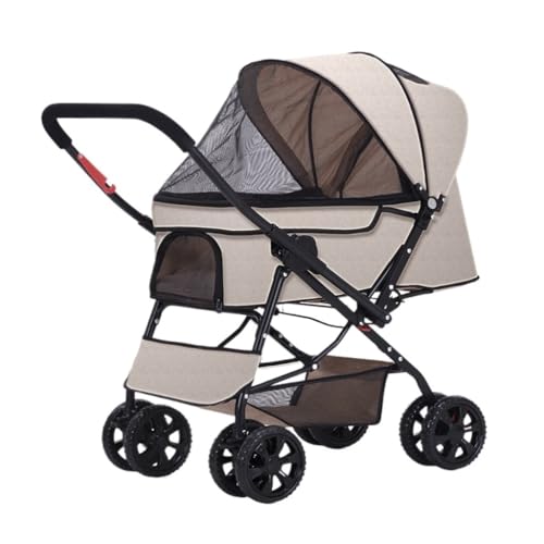 Hunde Kinderwagen Haustier-Kinderwagen, Hunde-Outdoor-Kinderwagen, Zweifach Verstellbarer Faltbarer Kinderwagen, Kleiner Und Mittelgroßer Hunde-Kinderwagen Pet Stroller(K) von XJGQQ