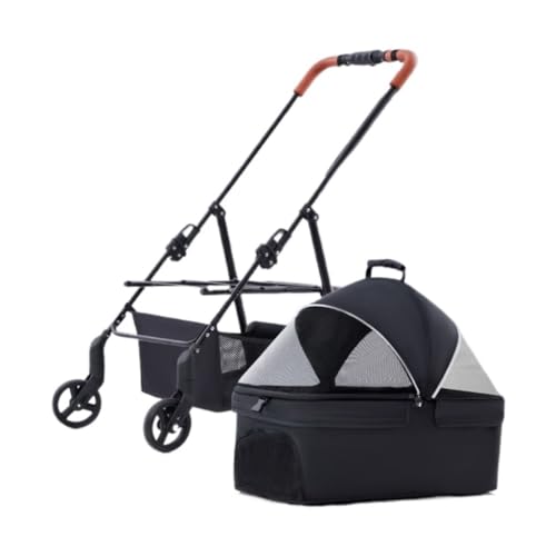 Hunde Kinderwagen Haustier-Kinderwagen, Hunde- Und Katzen-Kinderwagen, Kleiner Hunde-Kinderwagen, Abnehmbares Faltbares Einrad Beim Ausgehen Pet Stroller(Black) von XJGQQ