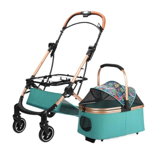 Hunde Kinderwagen Haustier-Kinderwagen, Leicht, Faltbar, for Katzen Und Hunde, Outdoor-Haustier-Kinderwagen, Tragbarer Katzen- Und Hunde-Kinderwagen Pet Stroller(Blue) von XJGQQ