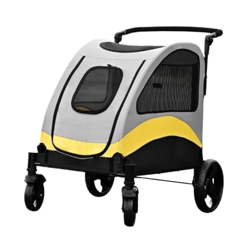 Hunde Kinderwagen Haustier-Kinderwagen, Mittelgroßer Hund, Faltbar, Katze Und Hund, Behindertengerechter Vierradwagen, Hundewagen Pet Stroller von XJGQQ