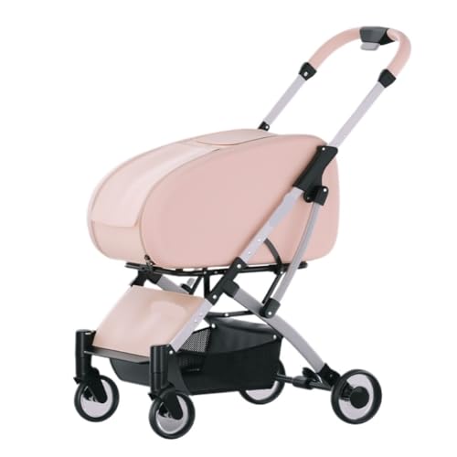 Hunde Kinderwagen Haustier-Kinderwagen for Ausflüge, Leichter, Faltbarer, Abnehmbarer Hunde-Kinderwagen for Kleine Und Mittelgroße Outdoor-Reisen Pet Stroller(Pink) von XJGQQ