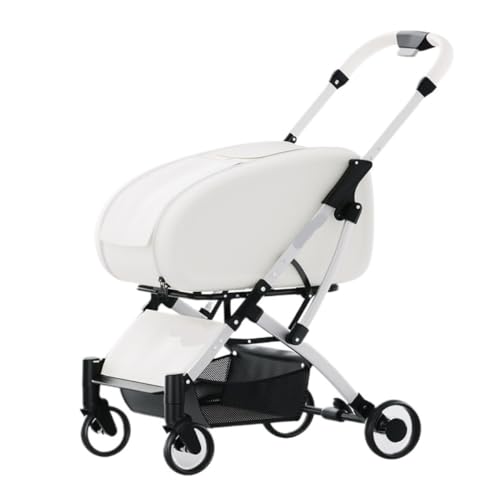 Hunde Kinderwagen Haustier-Kinderwagen for Ausflüge, Leichter, Faltbarer, Abnehmbarer Hunde-Kinderwagen for Kleine Und Mittelgroße Outdoor-Reisen Pet Stroller(White) von XJGQQ