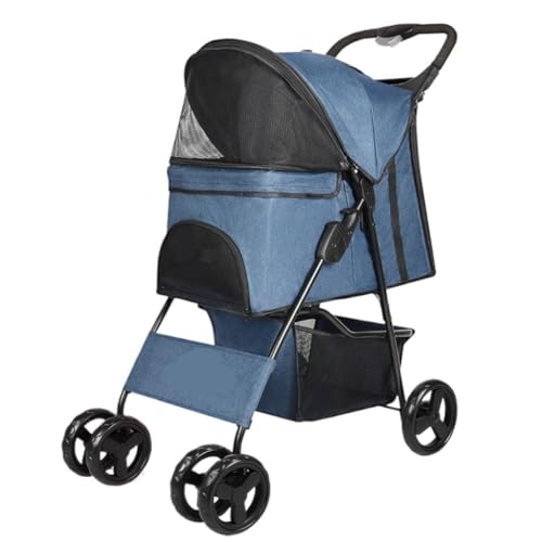 Hunde Kinderwagen Haustier-Kinderwagen for Hunde und Katzen, Teddy-Kinderwagen for den Außenbereich, faltbar, for den Außenbereich, Kleiner, Leichter Haustier-Kinderwagen Pet Stroller(Q,B) von XJGQQ