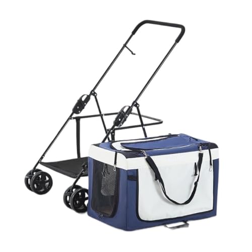 Hunde Kinderwagen Haustier-Kinderwagen for Mittelgroße Und Große Hunde, Leichter, Faltbarer Katzen-Kinderwagen, Hundewagen, Haustier-Kinderwagen Pet Stroller(Blue) von XJGQQ