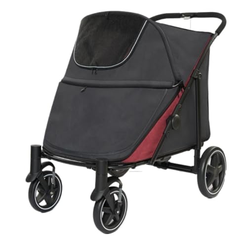 Hunde Kinderwagen Kleiner Hund, Faltbar, for Den Außenbereich, Großer Hund, Haustier-Kinderwagen, Hunde-Kinderwagen, Outdoor-Katze Und Hund, Spaziergänger, Kinderwagen Pet Stroller(Black) von XJGQQ