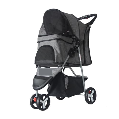 Hunde Kinderwagen Praktischer Haustier-Kinderwagen, Dreirädriger Hunde-Kinderwagen, Faltbarer Haustier-Kätzchen-Welpen-Kinderwagen, Kleiner Hunde-Welpen-Kinderwagen Pet Stroller(G) von XJGQQ