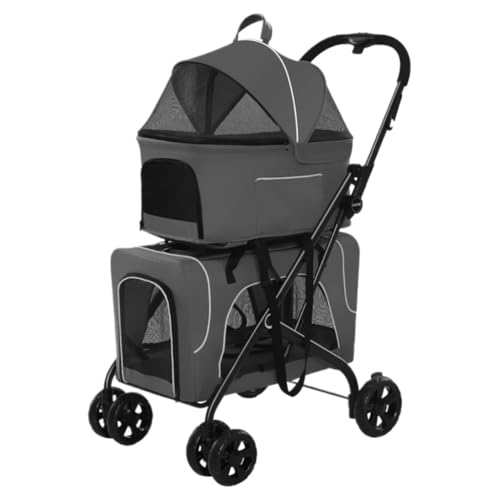 Hunde Kinderwagen Zusammenklappbarer, Doppelschichtiger Haustier-Kinderwagen for Reisen Im Freien, Abnehmbarer Und Waschbarer Katzenkäfig, Separater Hunde-Kinderwagen Pet Stroller(G) von XJGQQ