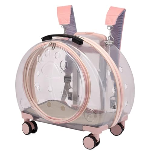 Katzentasche Haustier Gepäck Transparent Trolley Katze Tasche Outdoor Tragbare Hund Raum Kapsel Katze Rucksack Haustier Liefert Katzentaschen(Pink,B) von XJGQQ