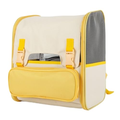 XJGQQ Katzentasche Haustiertasche, Outdoor-Katzentasche, Atmungsaktiver Haustierrucksack, Tragbare Katzenschultasche, Multifunktionale Katzentasche Katzentaschen(Yellow) von XJGQQ