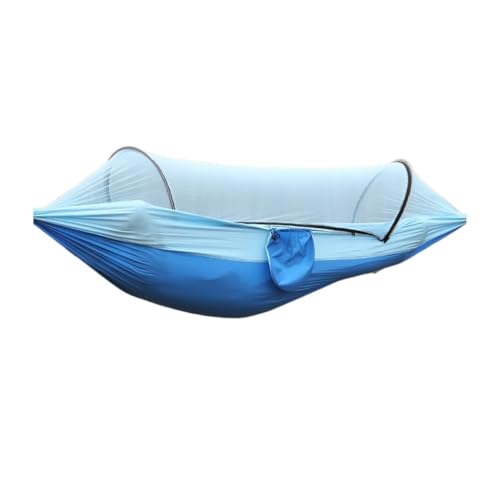 XJGQQ Hängematte Anti-Überschlag-Nylon-Hängematte for Den Außenbereich Mit Moskitonetz, Automatische, Schnell Öffnende Moskitonetz-Hängematte Hammock(Blue) von XJGQQ