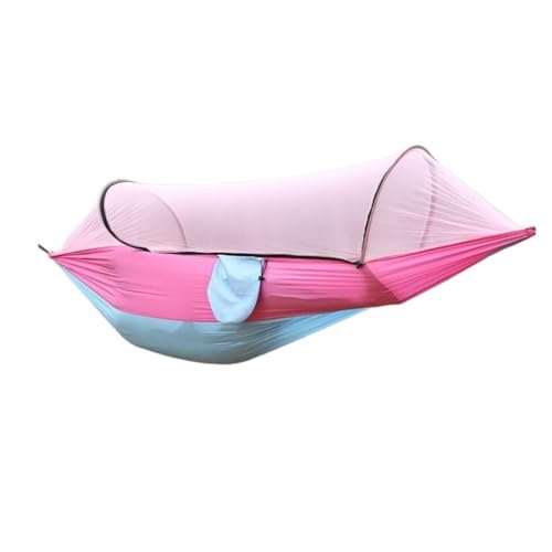 XJGQQ Hängematte Anti-Überschlag-Nylon-Hängematte for Den Außenbereich Mit Moskitonetz, Automatische, Schnell Öffnende Moskitonetz-Hängematte Hammock(Pink) von XJGQQ