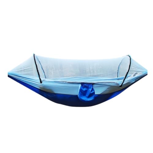 XJGQQ Hängematte Automatische Schnellöffnungs-Moskitonetz-Hängematte Outdoor-Camping Anti-Rollover-Nylon-Hängematte Mit Moskitonetz Hammock(Blue) von XJGQQ